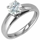 14K White Gold Ladies Solitaire Diamond Ring
