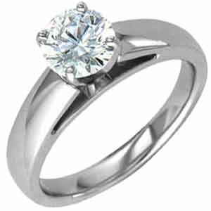 14K White Gold Ladies Solitaire (One Stone) Diamond Ring