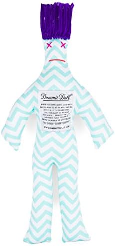 Dammit Doll - Classic Dammit Doll - Gribouillis Mer - Seafoam Green Chevron, Purple Hair - Stress Relief, Gag Gift