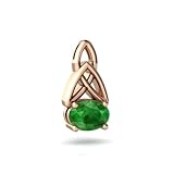 14k Rose Gold Oval Genuine Emerald Celtic Knot Pendant