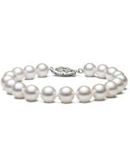 PremiumPearl 9-10mm White Freshwater Pearl Bracelet AAA Quality, 7" Length