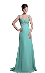 Backless Beaded Charmeuse/Chiffon Evening Dress  with a Brush/Sweep Train 