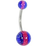 Blue-Pink Stripe HIGHBALL Belly Button Ring