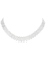 Italian Sterling Silver Womens 5-Row Panther Link Necklace, 16.75"