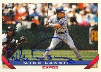 Mike Lansing, Montreal Expos, 1993 Topps Autographed Card