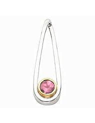18K Two-Tone Gold Pink Tourmaline Pendant -- LIFETIME WARRANTY