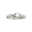 10K White Gold 0.02 ct. Diamond and 6 x 4 MM Pearl Ring
