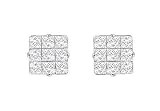 Cubic Zirconia 9 Cut Design Earrings : .925 Sterling Silver - 10 MM Made with Push Back and Gift box.