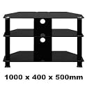 Large Black Glass TV Stand NEW Modern Look 1000mm x 400mm x 500mm Suitable for upto 42