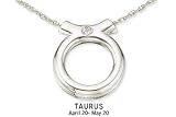 14K White Gold Diamond Taurus Pendant w/Chain: 14k white gold "Taurs"