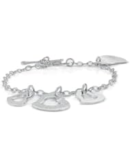 Sterling Silver 925 Laser Cut Floating Hearts Charms Bracelet