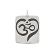 Rectangular Om (Aum) and Heart Design Pendant in Sterling Silver, #7790