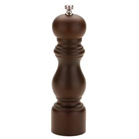 MIU 8-Inch Walnut Finish Wood Peppermill with Stainless-Steel Gear