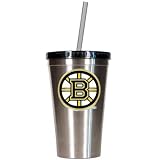 NHL 16oz Stainless Steel Insulated Tumbler with Straw Team: Bruins
