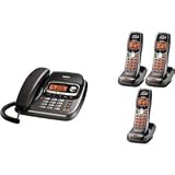 Uniden TRU9488-3 5.8 GHz Expandable Corded/Cordless Dual Keypad Speakerphone & Digital Answering System with 2 Extra Cordless Handsets