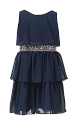 Girls Chiffon Belted Sequined Tiered Flower-Girl Dress/Party Dress 