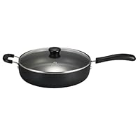 T-fal A9108274 Specialty Nonstick 5-Quart Jumbo Cooker with Glass Lid Fry Pan Dishwasher Safe Cookware, Black