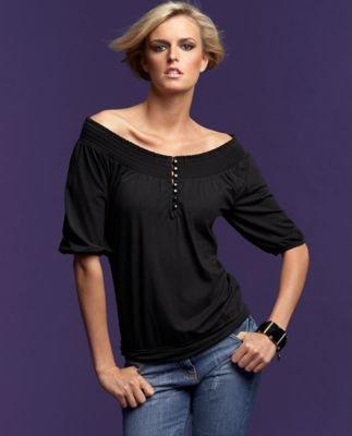 INC International Concepts? Smocked Peasant Top