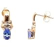 14K Yellow Gold Tanzanite and Diamond Earrings