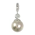 SilberDream 925 Sterling Silber Charm Perle wei� Anh�nger f�r Armband Kette Ohrring FC226W
