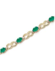10K Yellow Gold Oval Emerald and Diamond Bracelet