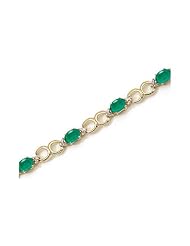 14K Yellow Gold Oval Emerald and Diamond Bracelet