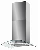 Kitchen Cooker Chimney Hood Extractor Fan Stainless Steel and Curved Glass 60cm