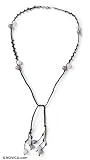 Amethyst and rose quartz necklace, 'Twin Moon' 0.6 W 35 L