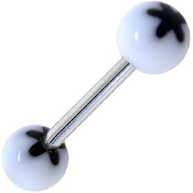 Black FLOWER Tongue Ring by 