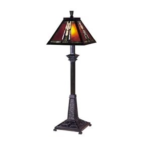 Dale Tiffany TB100715 Amber Monarch Buffet Lamp, Mica Bronze and Art Glass/Mica Shade