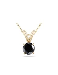 1.50 Cts of 6.30-7.51 mm AAA Round Black Diamond Solitaire Pendant in 14K Yellow Gold