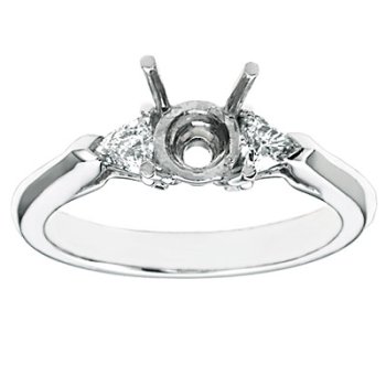 18k White Gold Platinum Prong Head Engagement with Trillion Cut Diamond (G-H/VS, 1/4 ct. tw.)