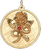Flower on Disc, 14K Gold Charm
