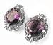 Jewelry : Sterling Silver and Amethyst Clip-On Marcasite Earrings