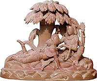 Hindu Religious Gifts Lord Shiva and Parwati Stone Carving 10.5 x 3.25 x 8.5 inches (sos320)