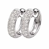14k White Gold Diamond Huggies Earrings