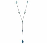 6.29ct Blue Topaz Y-Necklace with Briolette Droplet