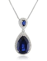 Sterling Silver and Created White Sapphire Pendant Necklace
