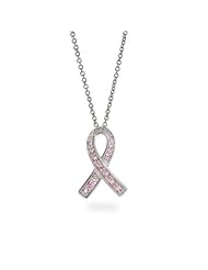 Sterling Silver Breast Cancer Awareness Ribbon Pendant