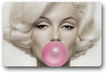 HomieProduct Marilyn Monroe Blow Bubbles Custom Machine Washable Door Mats Indoor Outdoor House Doormat 23.6"L x 15.7"W