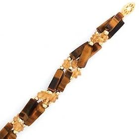 14k Gold, Tiger's Eye and Citrine Bracelet- 7.5. by Element Jewelry & Accessories