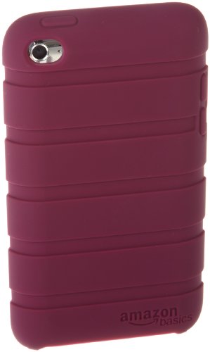 AmazonBasics Silicone Case with Tread and Screen Protector for Apple iPod touch 4th Generation (Berry)