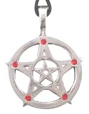 Red Crystal Pentagram Pewter Pendant Necklace