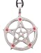 Red Crystal Pentagram Silver Tone Pewter Pendant Necklace