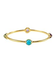 7.5" Multi Gemstone Bangle Bracelet in 18k Gold Vermeil