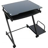 Compact Computer Cart with Tower Shelf (Black) (29H x 24W x 19.5D)
