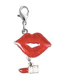 Bombay Duck Base Metal Lips and Lipstick Enamel Charm 
