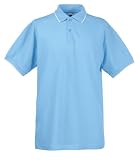 Fruit of the Loom Tipped Polo in Sky blue/white Size S