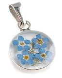 Four Forget Me Not Small Round Pendant