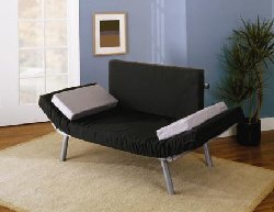 Euro Siver Futon Bed with Black Mattress